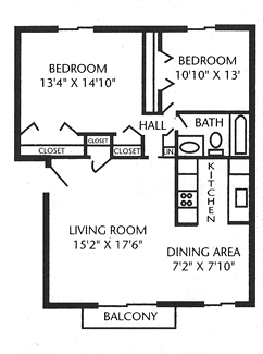 two bedroom with balcony